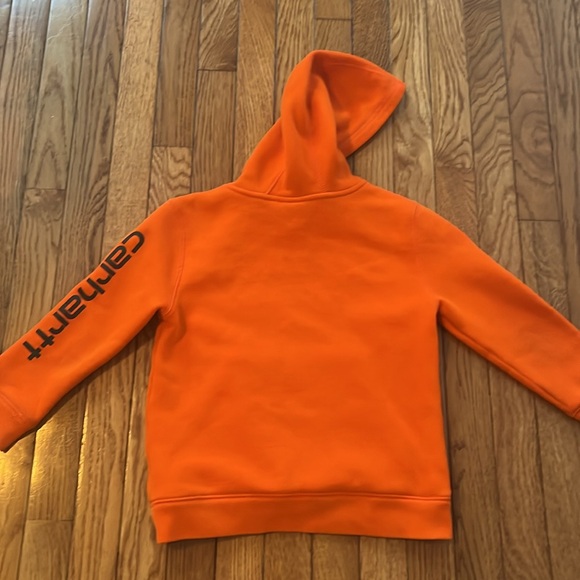 Carhartt Hooded Sweatshirt Orange Work Construction Kids 6 Outdoor Hazard - Picture 8 of 8